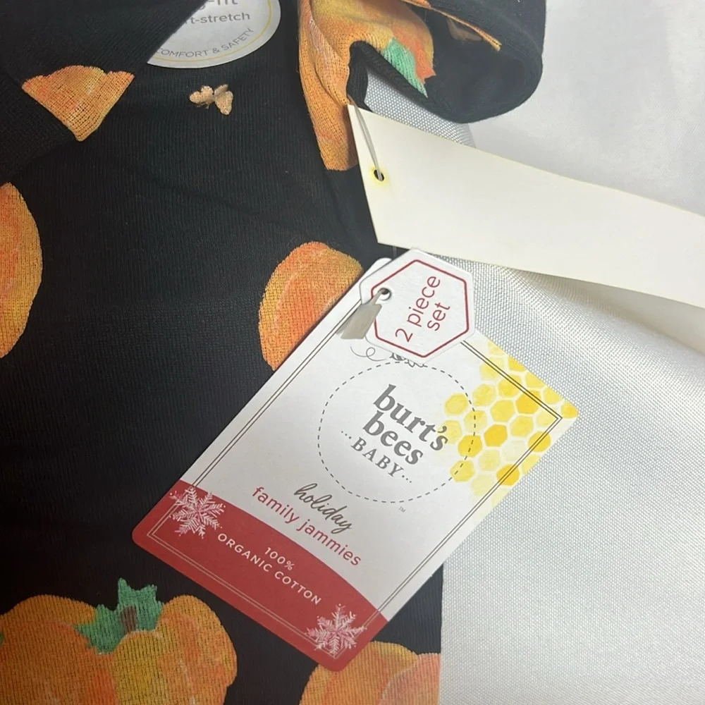 Burt’s Bees Baby Midnight Pumpkin Organic Pjs Set Cotton Size 12 Months Fall - Picture 7 of 9